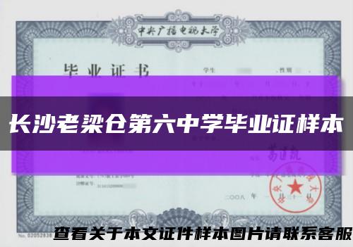 长沙老梁仓第六中学毕业证样本缩略图