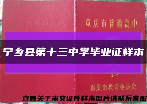 宁乡县第十三中学毕业证样本缩略图