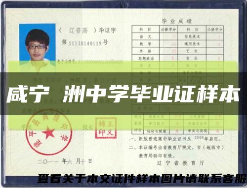 咸宁簰洲中学毕业证样本缩略图