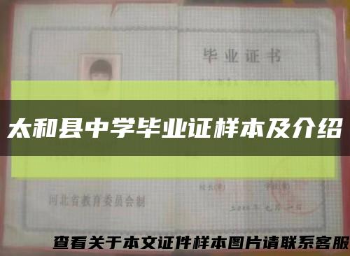 太和县中学毕业证样本及介绍缩略图