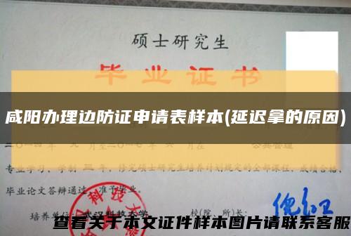 咸阳办理边防证申请表样本(延迟拿的原因)缩略图
