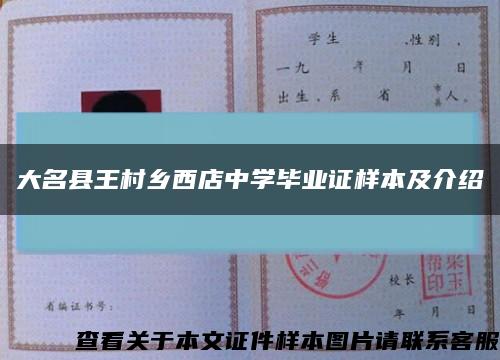 大名县王村乡西店中学毕业证样本及介绍缩略图