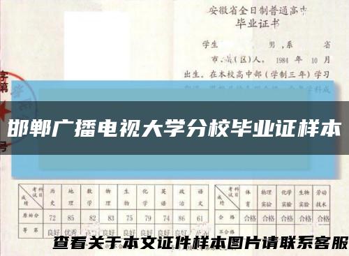 邯郸广播电视大学分校毕业证样本缩略图