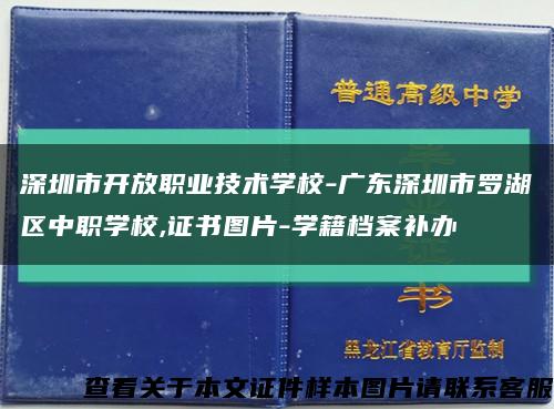深圳市开放职业技术学校-广东深圳市罗湖区中职学校,证书图片-学籍档案补办缩略图