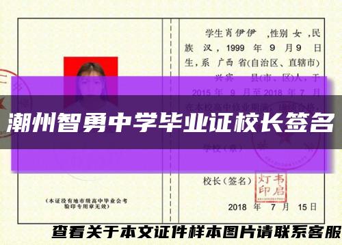 潮州智勇中学毕业证校长签名缩略图