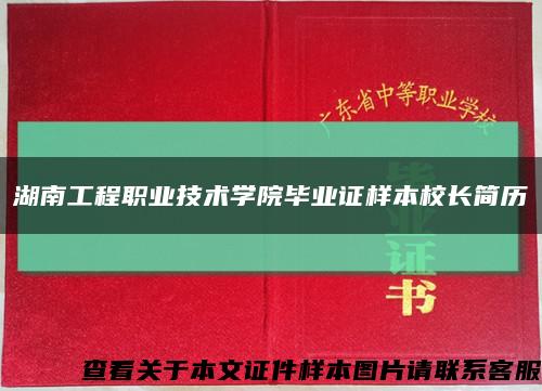 湖南工程职业技术学院毕业证样本校长简历缩略图