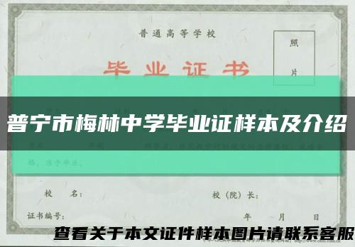 普宁市梅林中学毕业证样本及介绍缩略图
