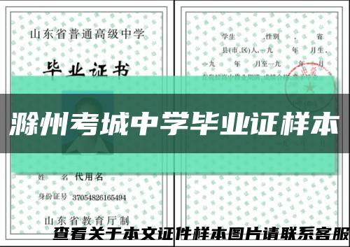滁州考城中学毕业证样本缩略图