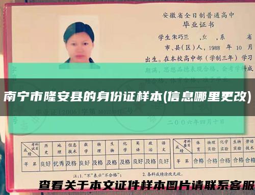 南宁市隆安县的身份证样本(信息哪里更改)缩略图