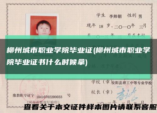 柳州城市职业学院毕业证(柳州城市职业学院毕业证书什么时候拿)缩略图