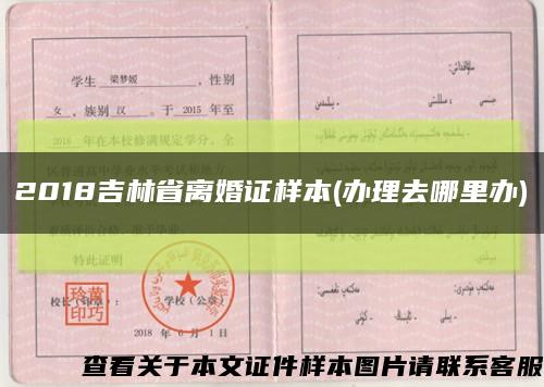 2018吉林省离婚证样本(办理去哪里办)缩略图