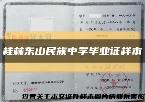 桂林东山民族中学毕业证样本缩略图