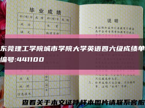 东莞理工学院城市学院大学英语四六级成绩单编号:441100缩略图
