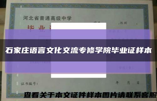 石家庄语言文化交流专修学院毕业证样本缩略图