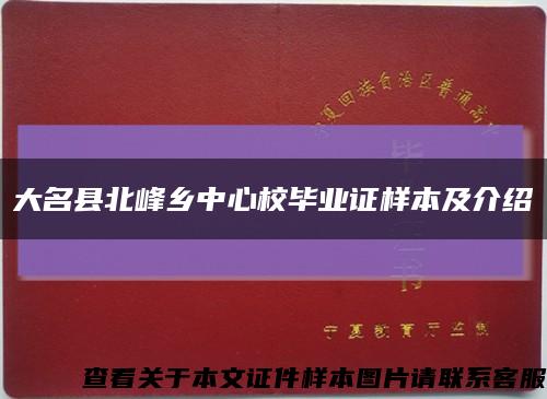 大名县北峰乡中心校毕业证样本及介绍缩略图