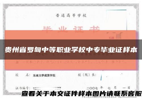 贵州省罗甸中等职业学校中专毕业证样本缩略图