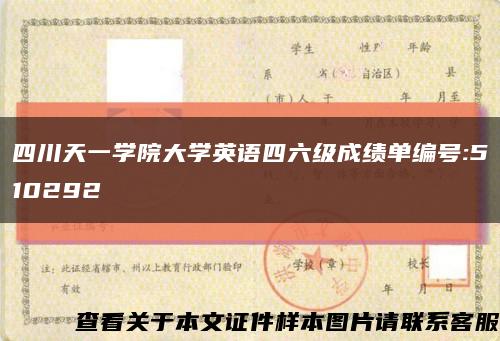 四川天一学院大学英语四六级成绩单编号:510292缩略图