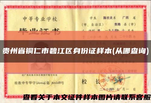 贵州省铜仁市碧江区身份证样本(从哪查询)缩略图