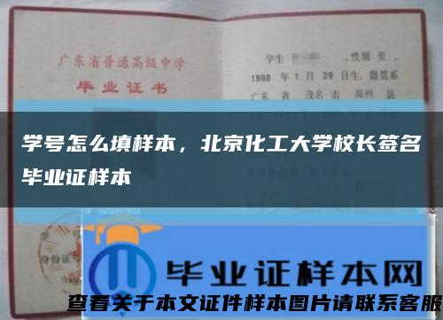 学号怎么填样本，北京化工大学校长签名毕业证样本缩略图