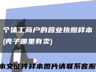 个体工商户的营业执照样本(壳子哪里有卖)缩略图
