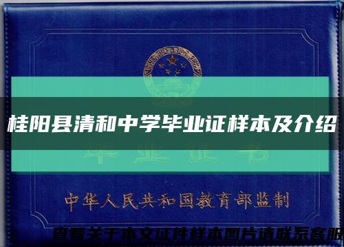 桂阳县清和中学毕业证样本及介绍缩略图