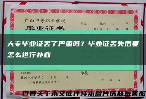 大专毕业证丢了严重吗？毕业证丢失后要怎么进行补救缩略图