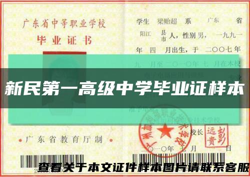 新民第一高级中学毕业证样本缩略图