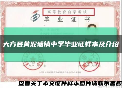 大方县黄泥塘镇中学毕业证样本及介绍缩略图