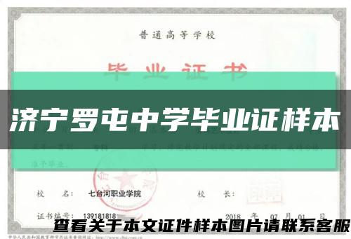 济宁罗屯中学毕业证样本缩略图