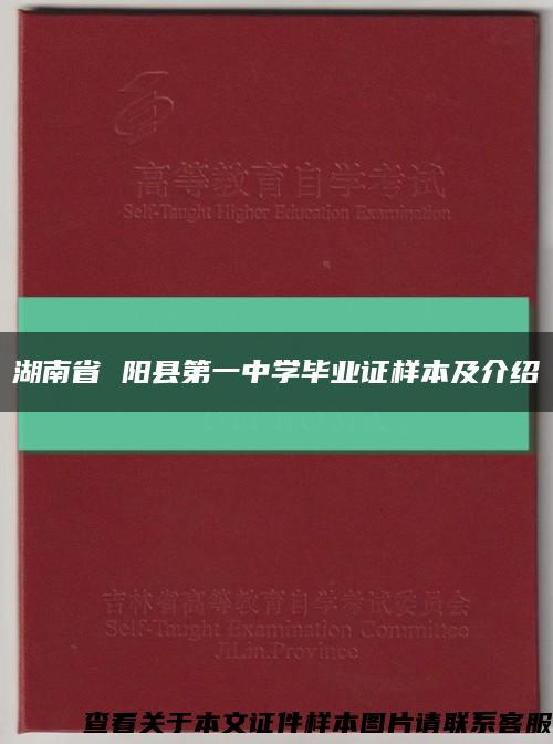 湖南省 阳县第一中学毕业证样本及介绍缩略图