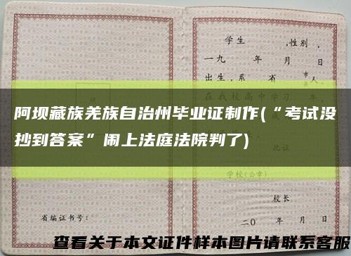 阿坝藏族羌族自治州毕业证制作(“考试没抄到答案”闹上法庭法院判了)缩略图