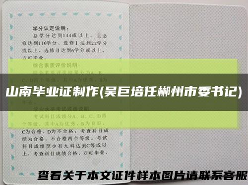 山南毕业证制作(吴巨培任郴州市委书记)缩略图