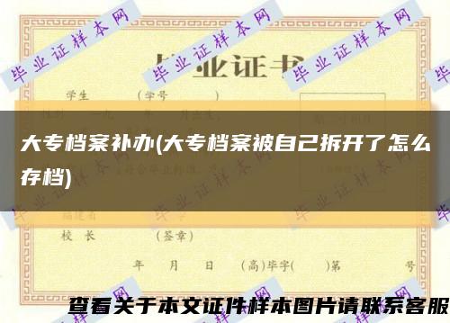 大专档案补办(大专档案被自己拆开了怎么存档)缩略图
