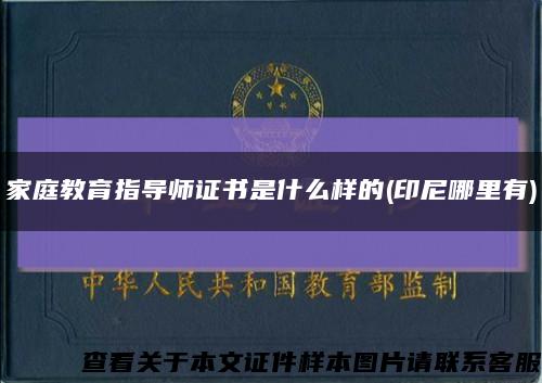 家庭教育指导师证书是什么样的(印尼哪里有)缩略图