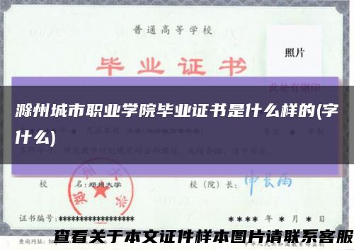 滁州城市职业学院毕业证书是什么样的(字什么)缩略图