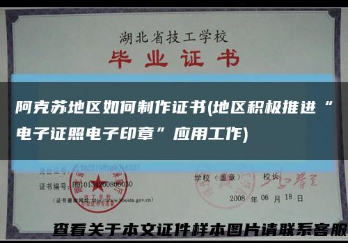 阿克苏地区如何制作证书(地区积极推进“电子证照电子印章”应用工作)缩略图