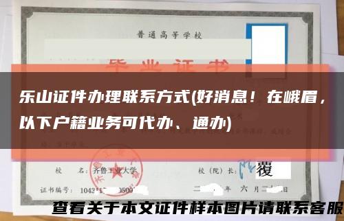 乐山证件办理联系方式(好消息！在峨眉，以下户籍业务可代办、通办)缩略图