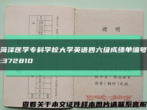 菏泽医学专科学校大学英语四六级成绩单编号:372810缩略图