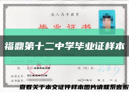 福鼎第十二中学毕业证样本缩略图