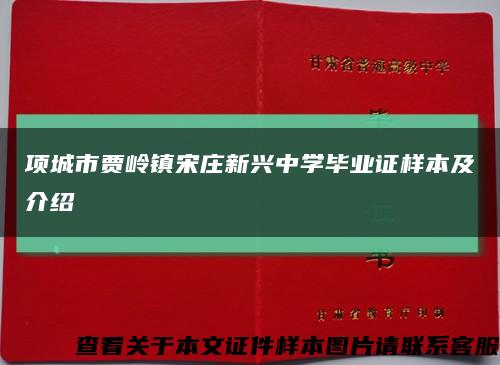 项城市贾岭镇宋庄新兴中学毕业证样本及介绍缩略图