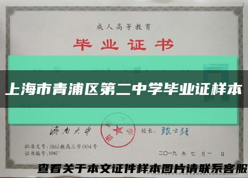 上海市青浦区第二中学毕业证样本缩略图