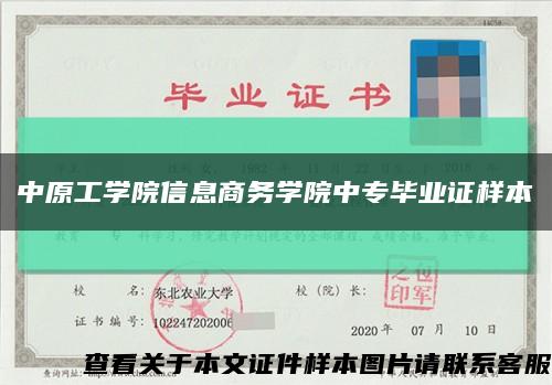 中原工学院信息商务学院中专毕业证样本缩略图