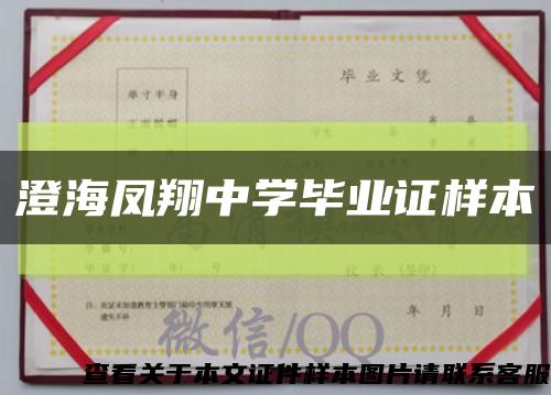 澄海凤翔中学毕业证样本缩略图