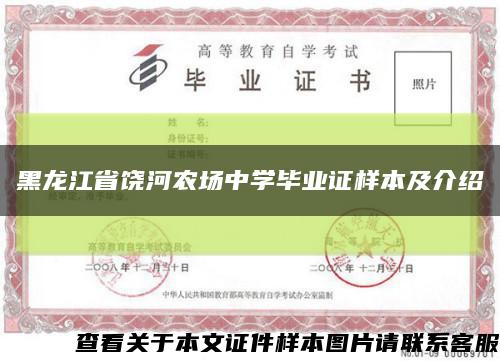黑龙江省饶河农场中学毕业证样本及介绍缩略图