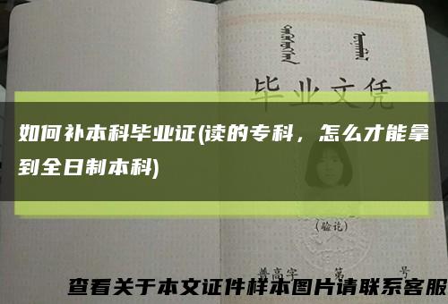 如何补本科毕业证(读的专科，怎么才能拿到全日制本科)缩略图