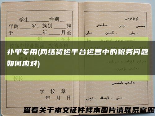 补单专用(网络货运平台运营中的税务问题如何应对)缩略图