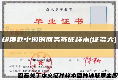 印度赴中国的商务签证样本(证多大)缩略图