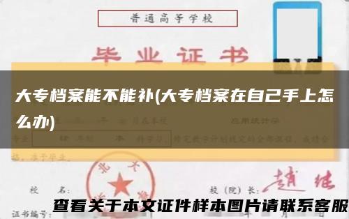 大专档案能不能补(大专档案在自己手上怎么办)缩略图