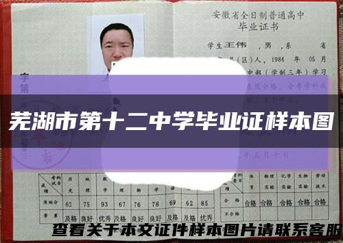 芜湖市第十二中学毕业证样本图缩略图