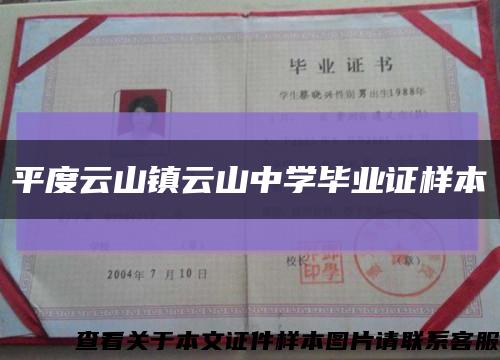 平度云山镇云山中学毕业证样本缩略图